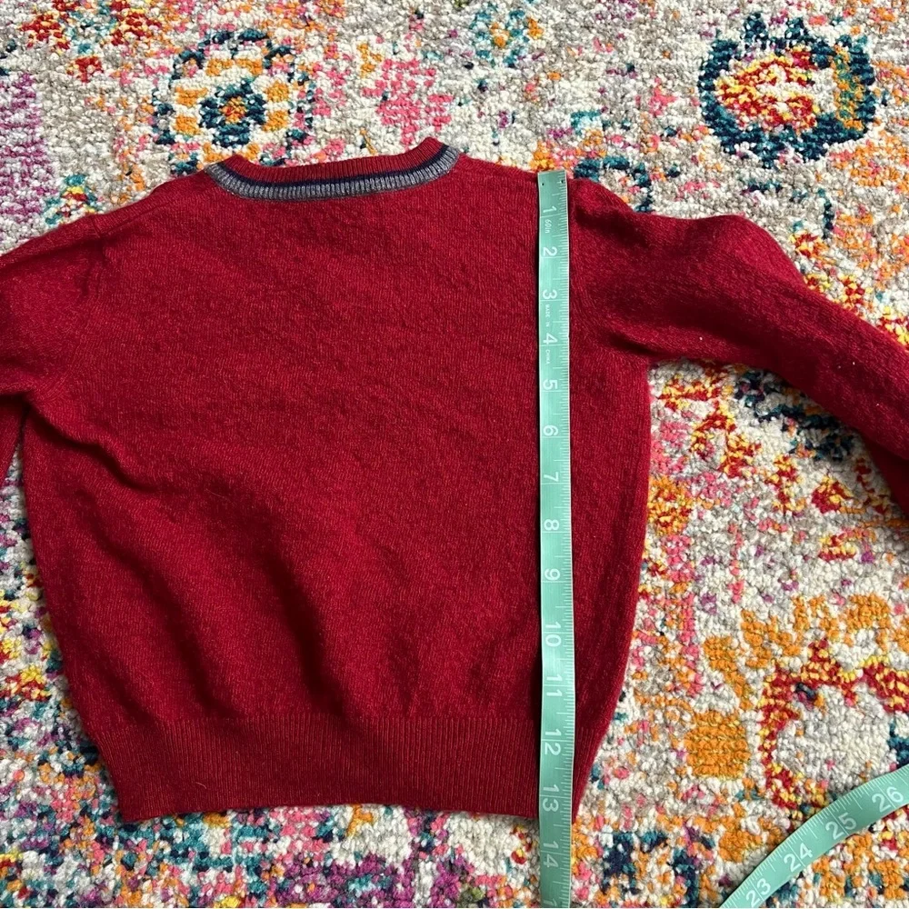 Kids Lanvin Letterman Wool Red Blue Vneck Sweater‎